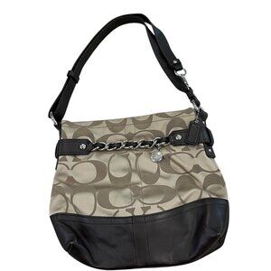 Coach Brown Signature Canvas & Leather Hobo Bag With Shoulder Strap